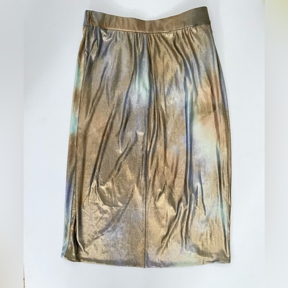 Le Superbe Take it easy Metallic Slit Multicolor Tie dye Skirt Oil Spill S - Picture 8 of 9